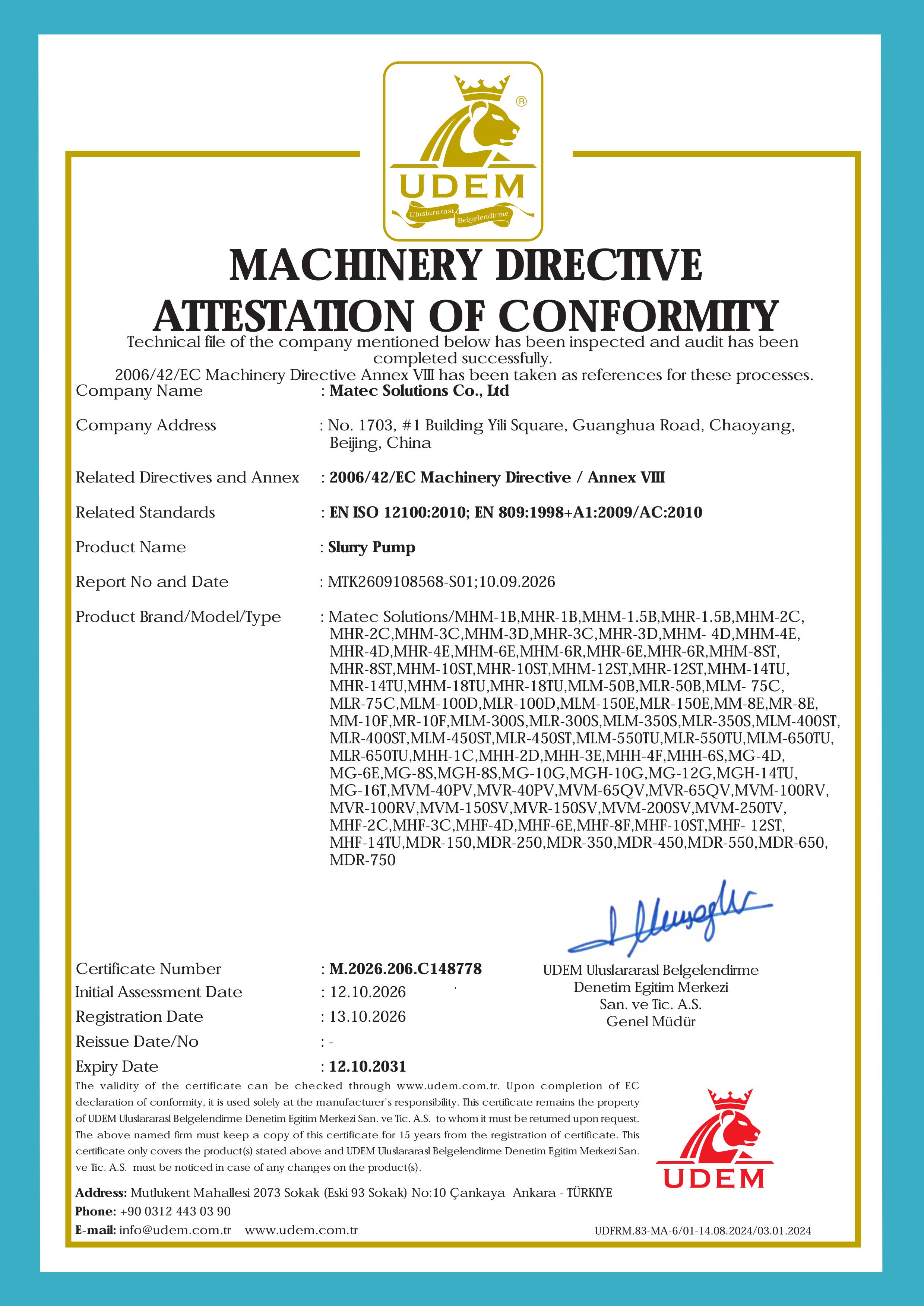 CE certificate-slurry pump